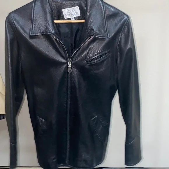 Black Leather Coat Size Small - Picture 1 of 4